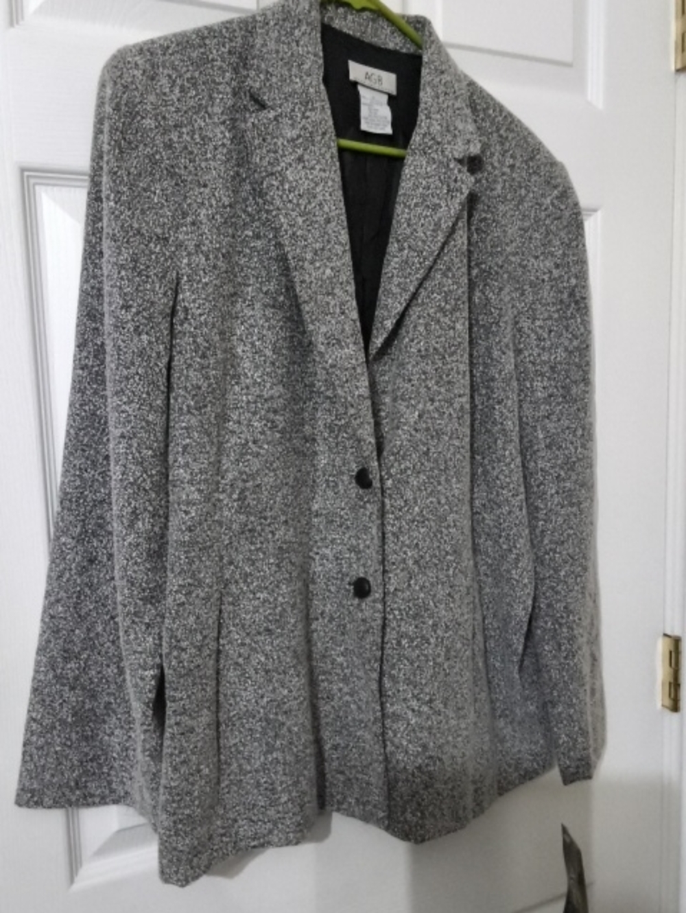 AGB Gray Tweed Blazer Jacket with Notched Lapel